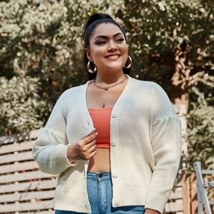 Drop shoulder cardigan